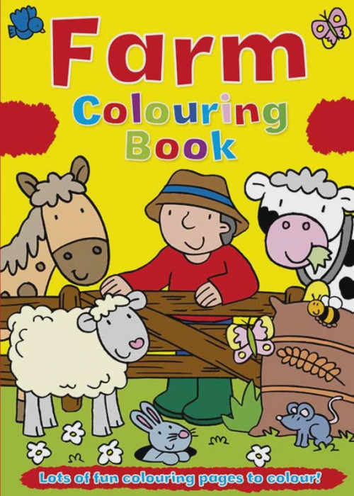 a yellow cover with a cartoon character and animals
