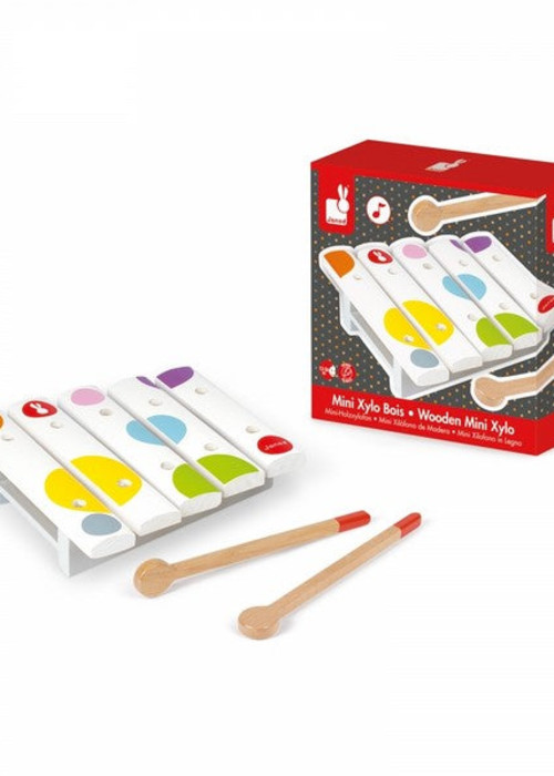a toy xylophone with a box and stick