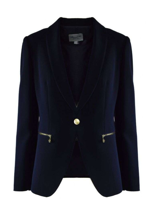 a black blazer with gold zippers
