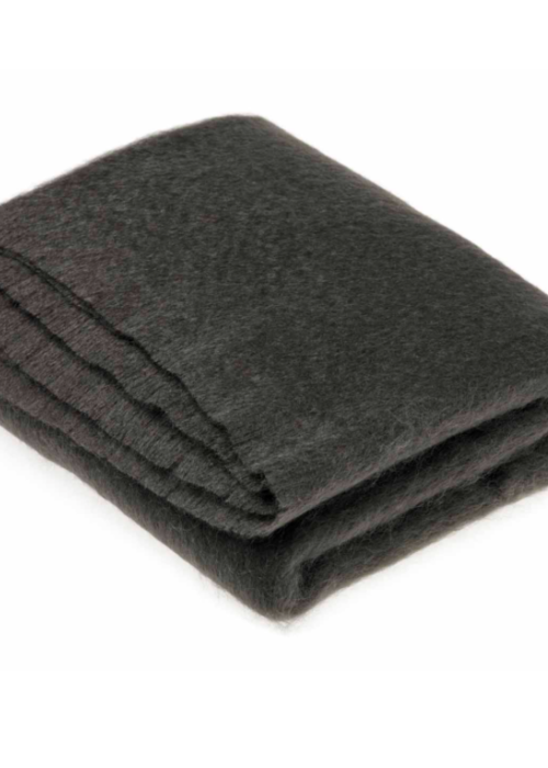 a black blanket folded on a white background