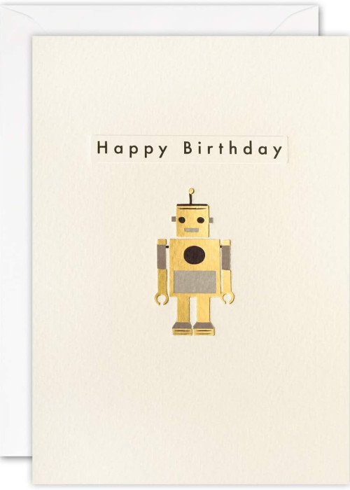 a card with a robot on it