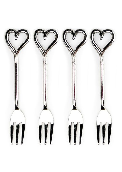 a row of forks with a heart-shaped handle