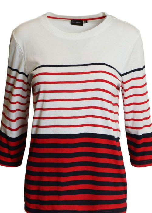 a red white and blue striped shirt