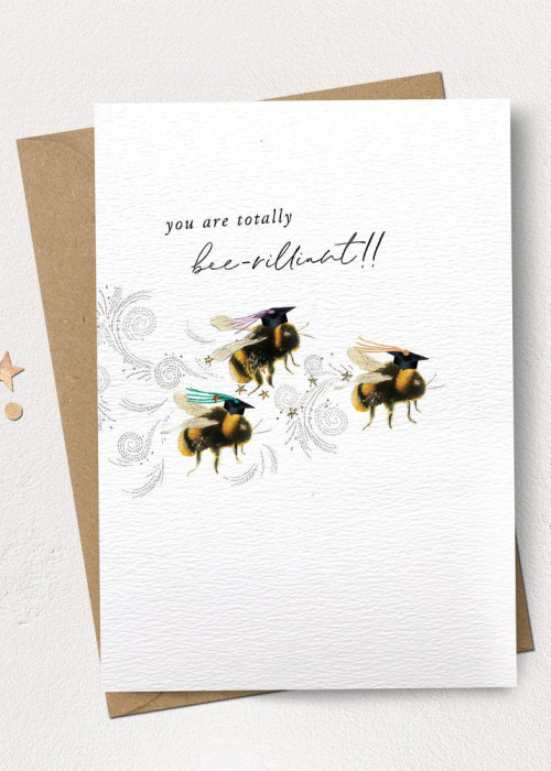 a card with bees on it