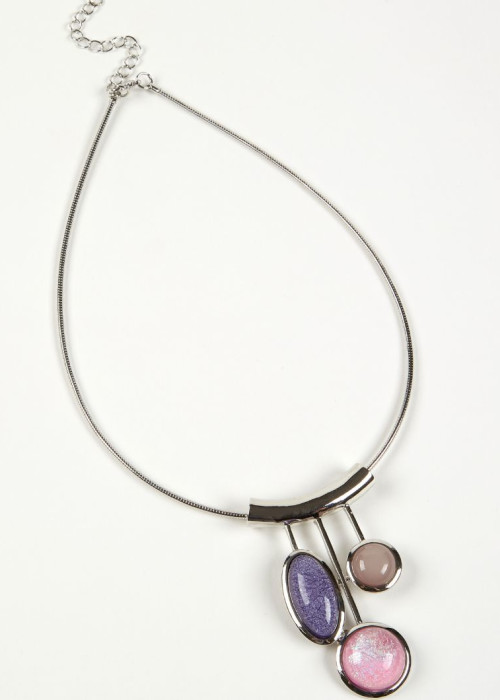 a necklace with a purple and pink stone pendant