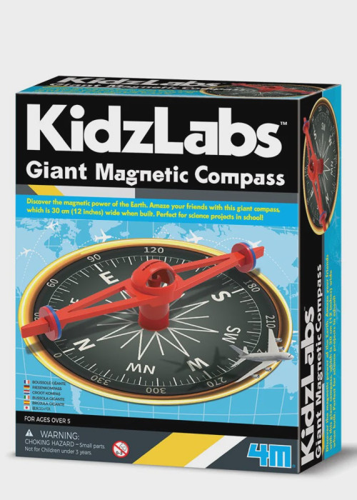 a box with a compass and a toy compass