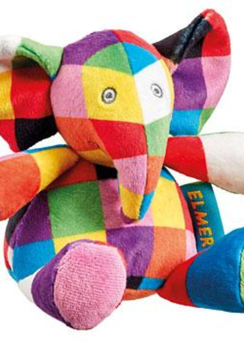 a colorful stuffed elephant toy