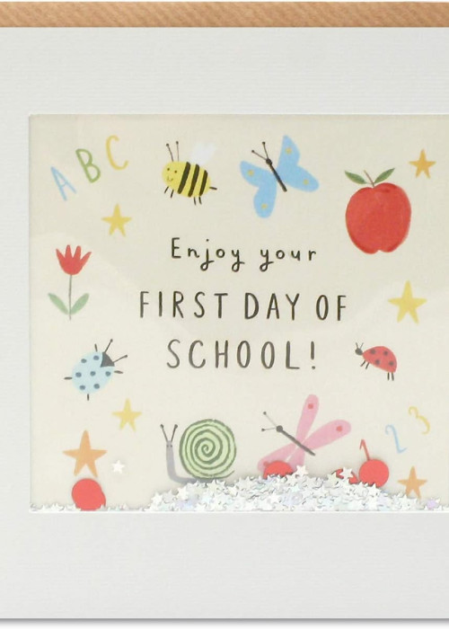 a card with a picture of a school theme