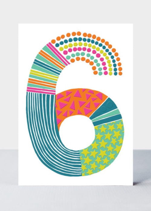 a card with colorful numbers