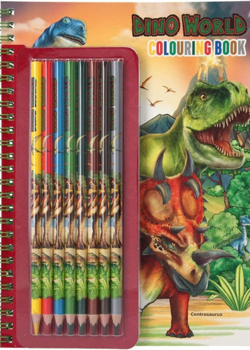 a coloring book with a set of colored pencils