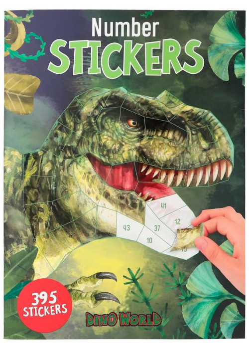 a sticker book with a dinosaur head