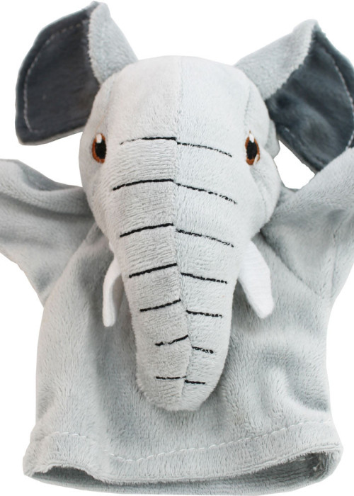 a hand puppet of an elephant