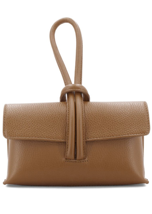 a brown leather purse with a strap