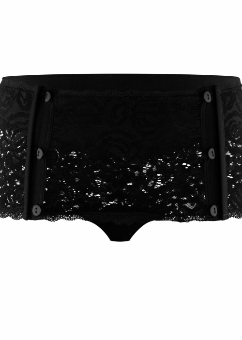 a black lace underwear with buttons