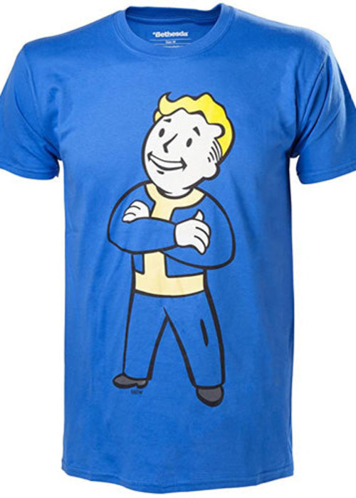 a blue t-shirt with a cartoon character on it