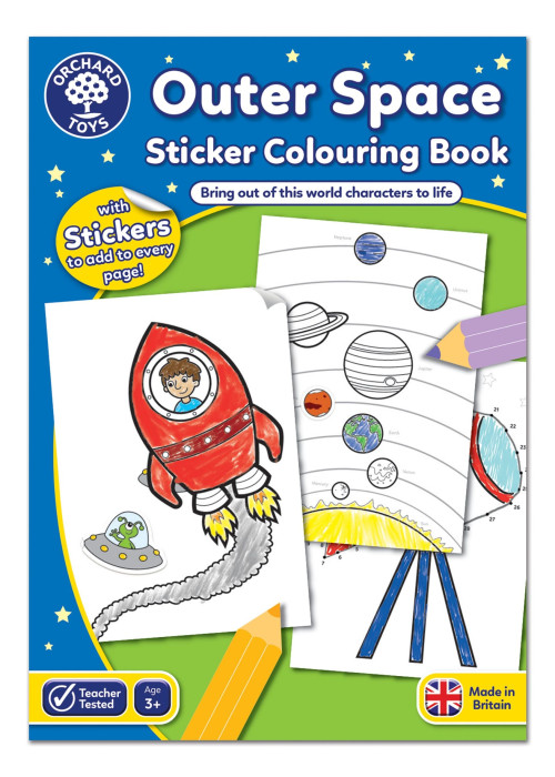 a book with a picture of a rocket and a sticker