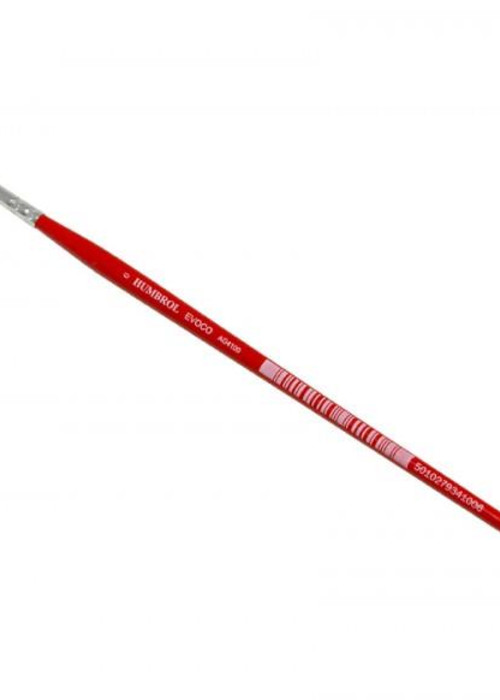 a red paint brush with white text