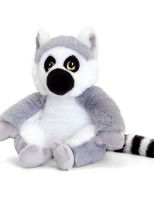 a stuffed animal with a black nose and a white tail