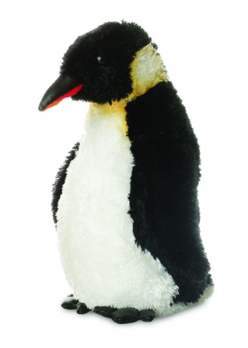 a stuffed penguin toy on a white background