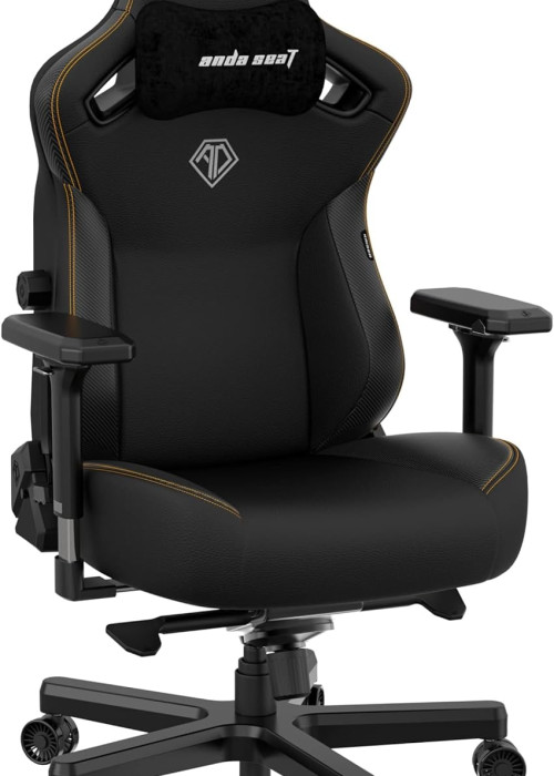a black and yellow office chair