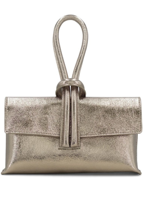 a gold purse with a strap