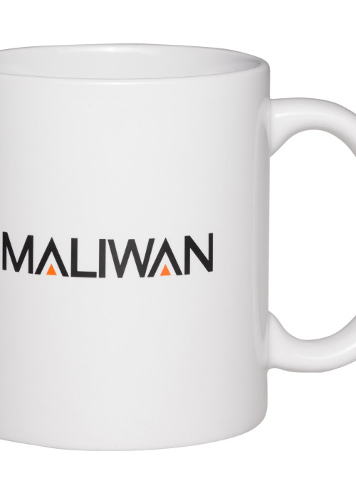 a white mug with black text