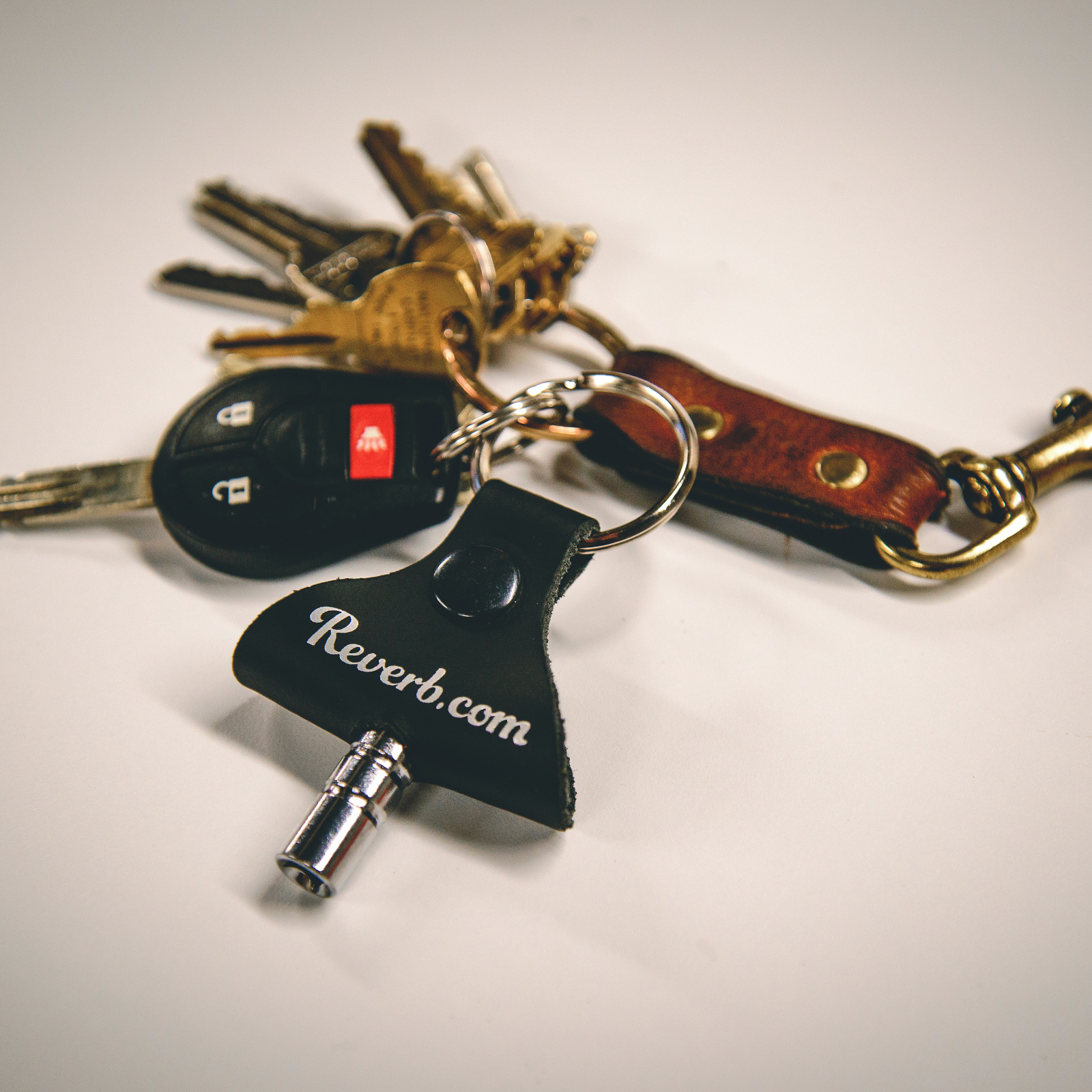 Reverb Drum Key Leather Keychain