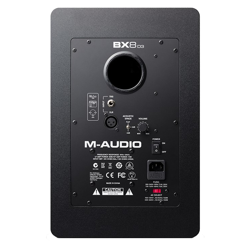 Bass port on the back of a M-Audio BX5D3 monitor