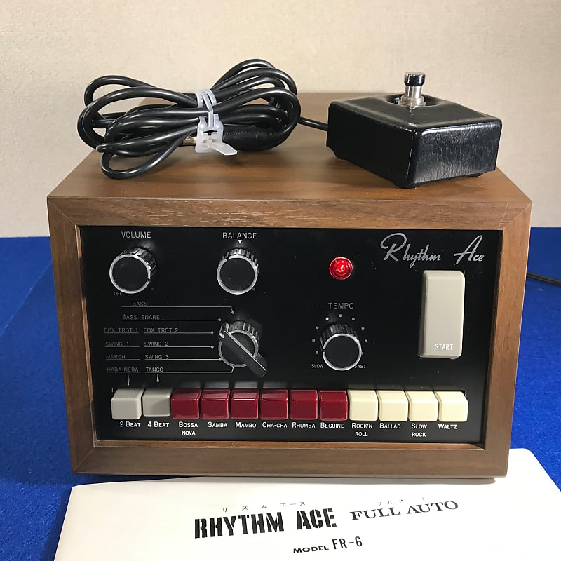 Ace Tone is perhaps the best known of the Japanese domestic brands largely because they transformed into Roland in 1972. This FR-6 Rhythm Ace drum machine has a number of preset rhythms including samba, ballad and rock'n roll. There's even a footswitch for remote starting and stopping