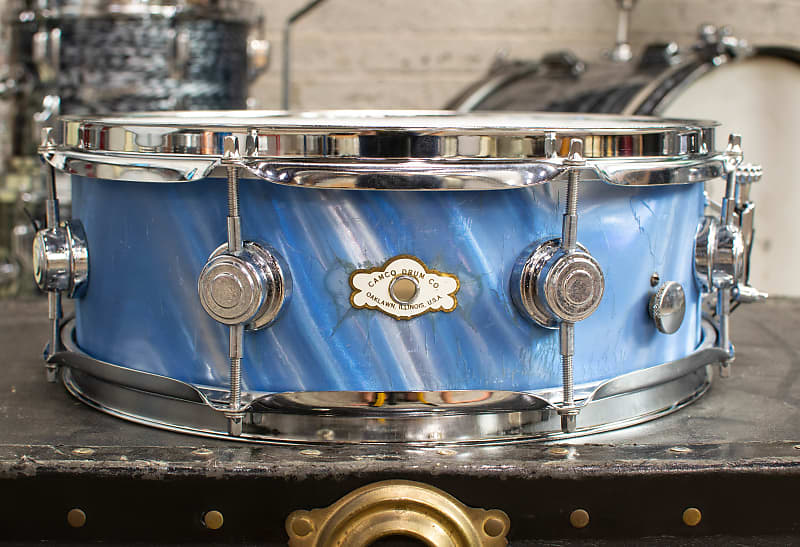 1960s Camco 5x14 Oaklawn Blue Satin Flame snare.