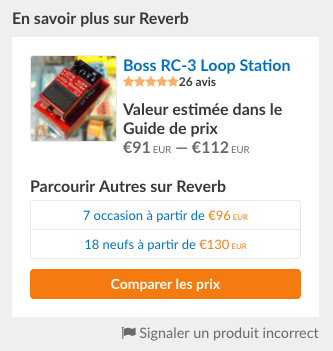 Le widget Guide de prix de Reverb