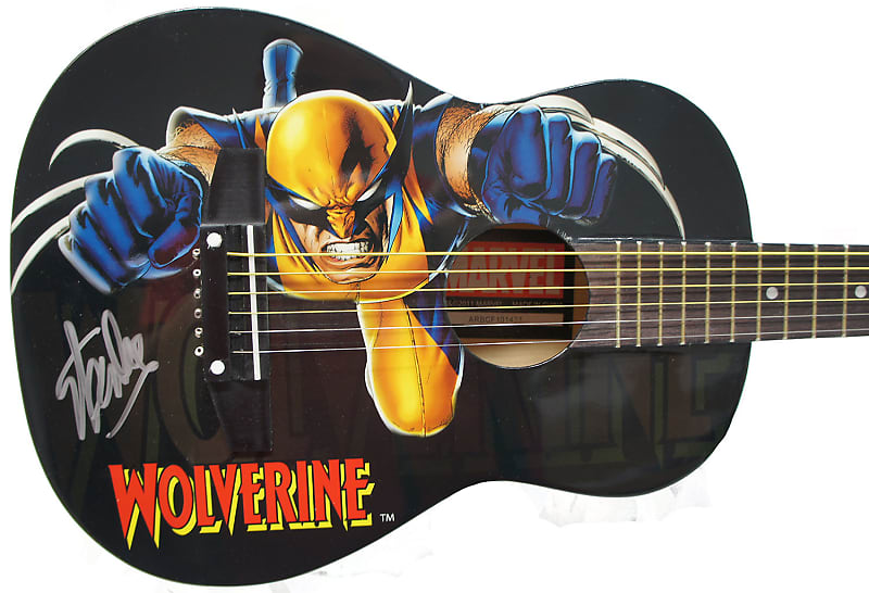 Peavey Marvel X-Men Wolverine Graphic 1/2 Size Acoustic Guitar Signed by Stan Lee with Certificate of Authenticity