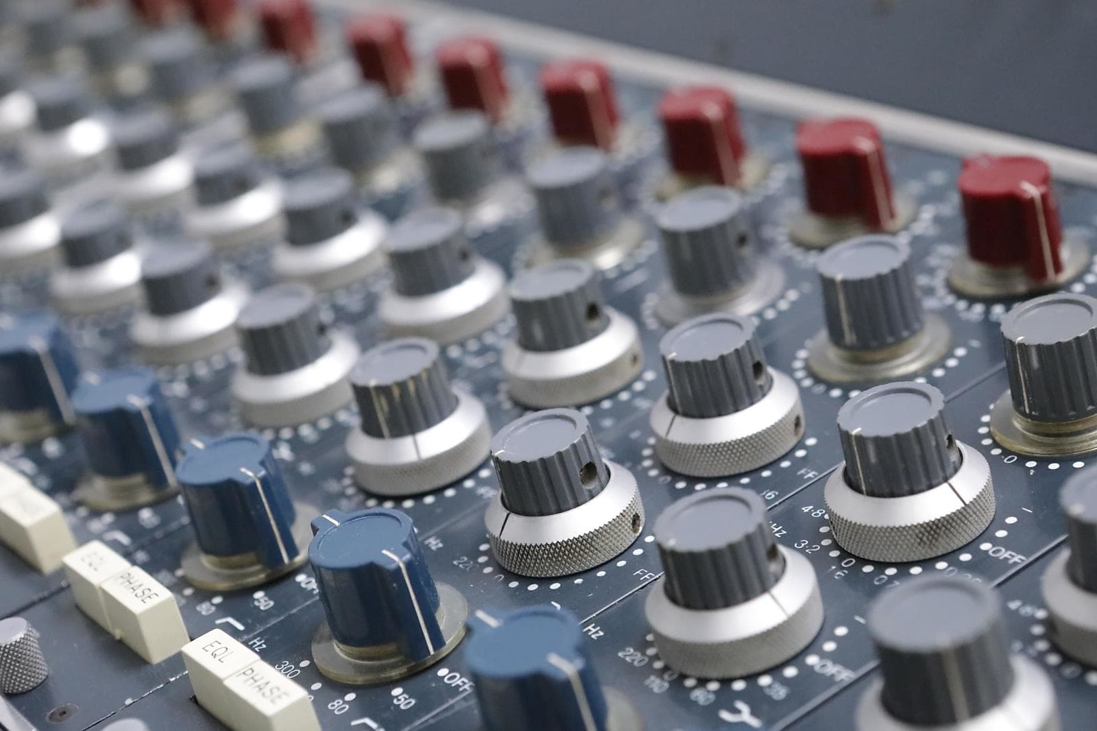 Close-up shot of the Neve 8014 EQ cards.