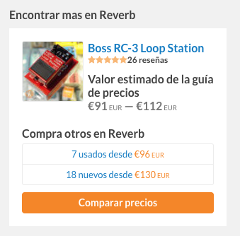 Widget de la guía de precios de Reverb