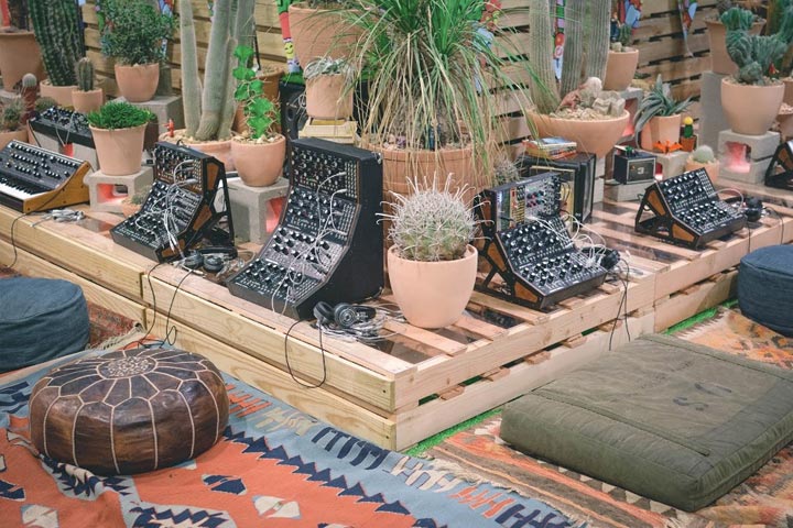 A scene from the Moog booth
