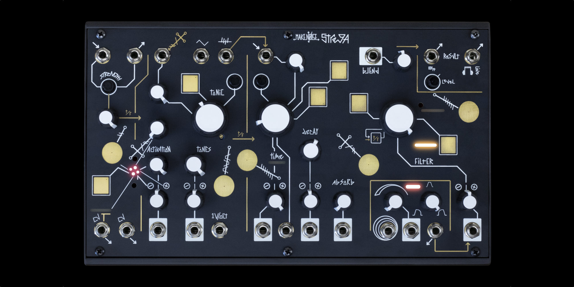 The front panel of the Make Noise Strega