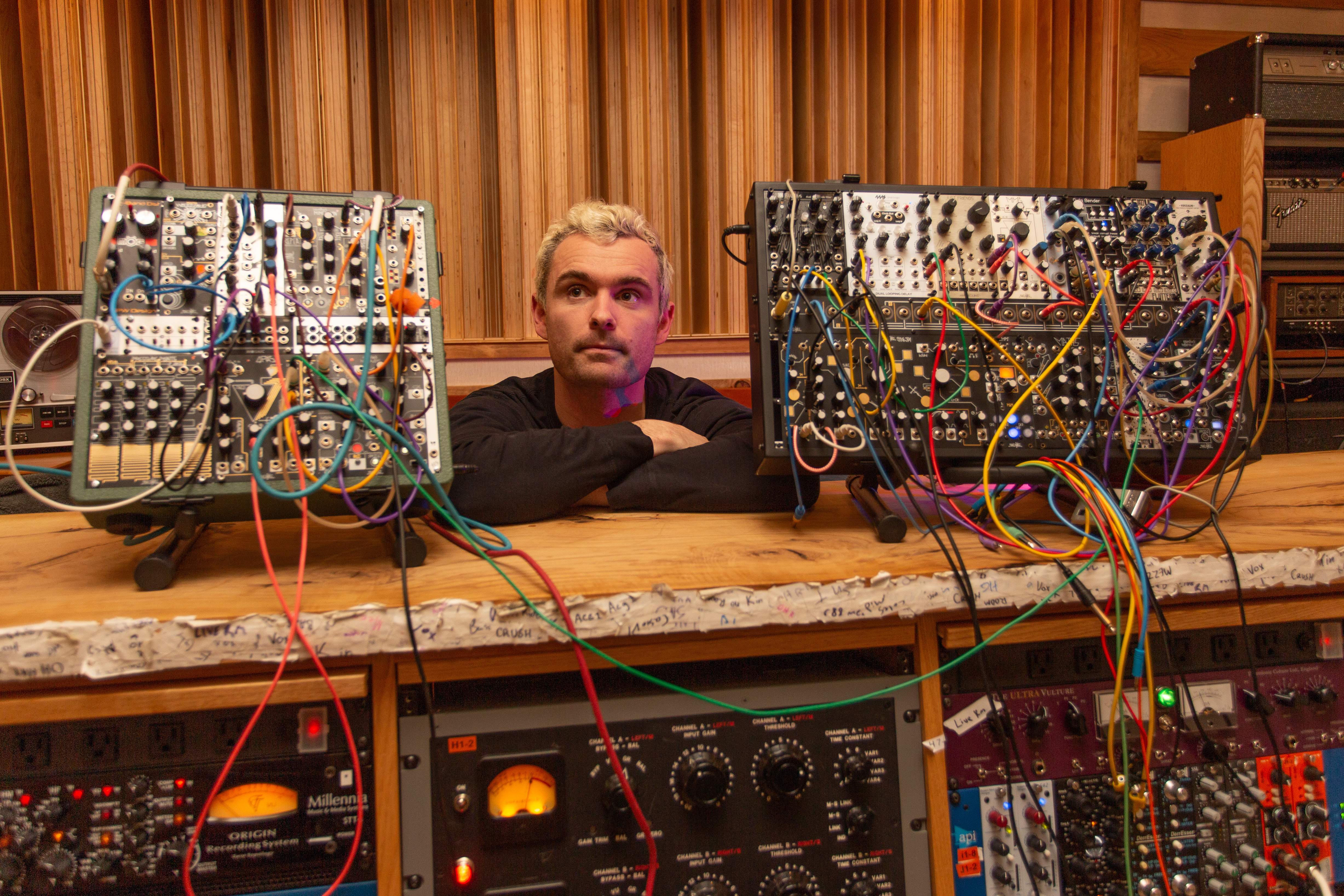 A photo of Adam McDaniel and his modular rig.