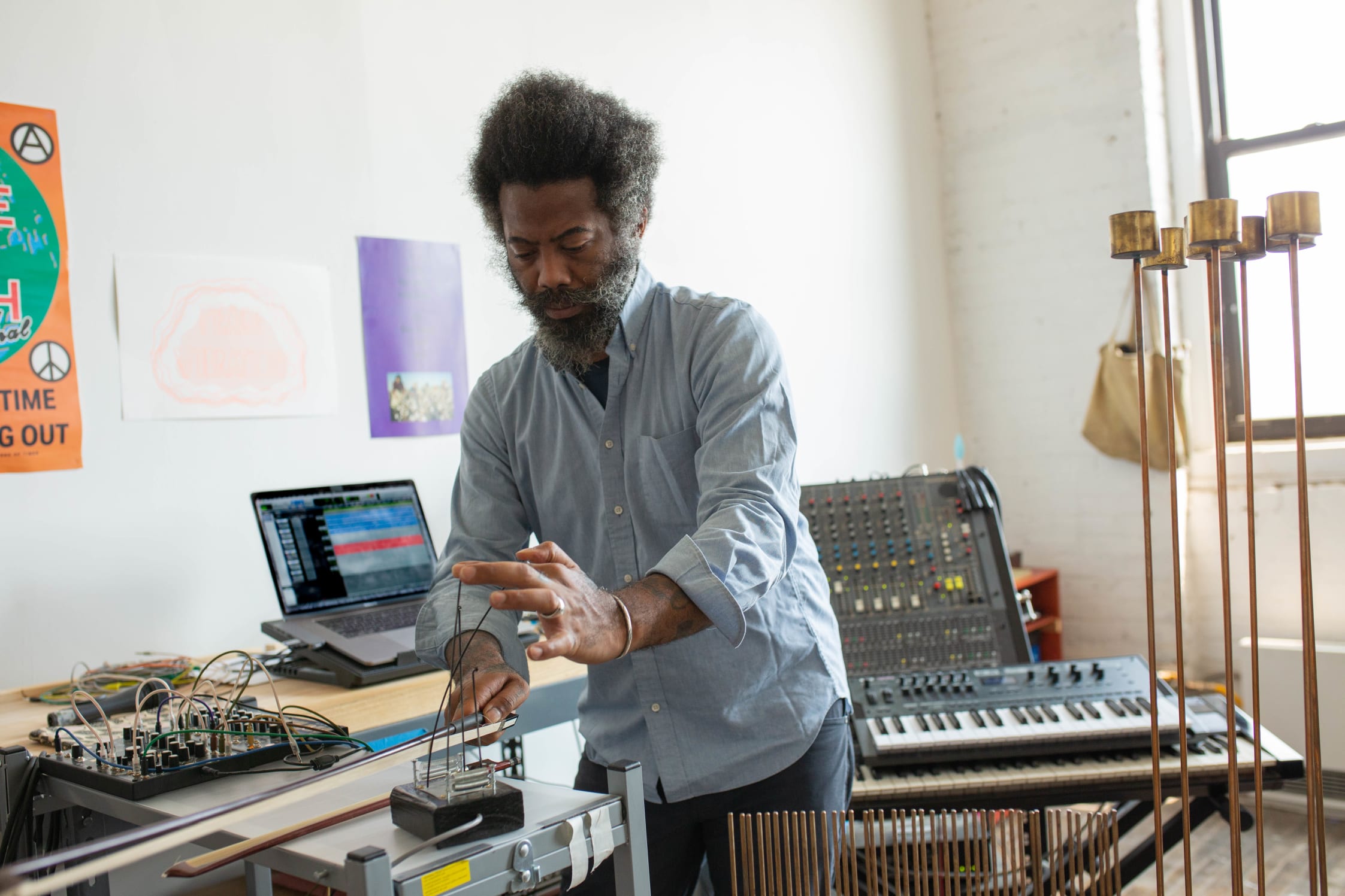 Lowe in his home studio.