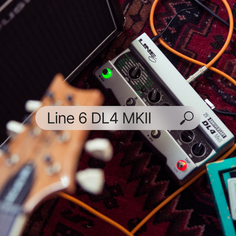 Website search bar with Line 6 DL4 MKII typed into the search field