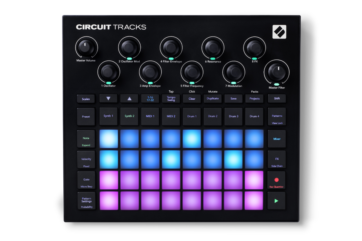 Front panel of the Novation Circuit Tracks