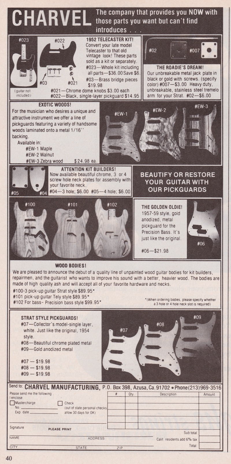 1976 Charvel  newspaper ad