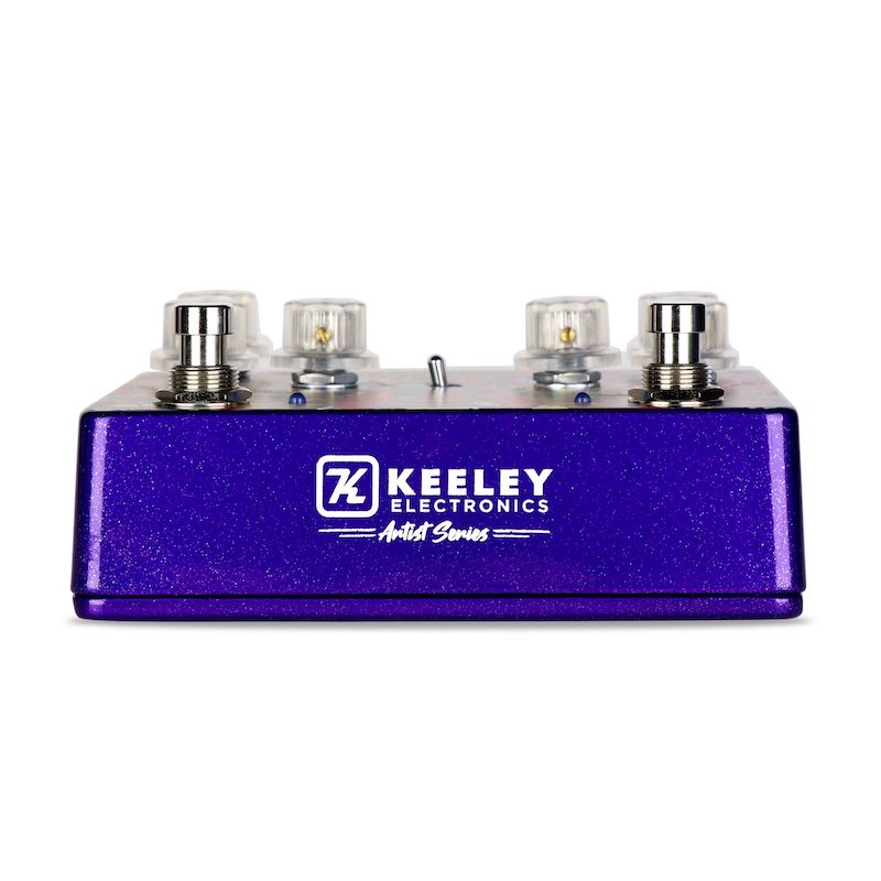 the side of the pedal with the keeley logo