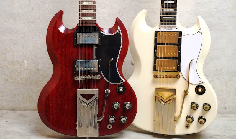 gibson sg models side by side, close-up of bodies