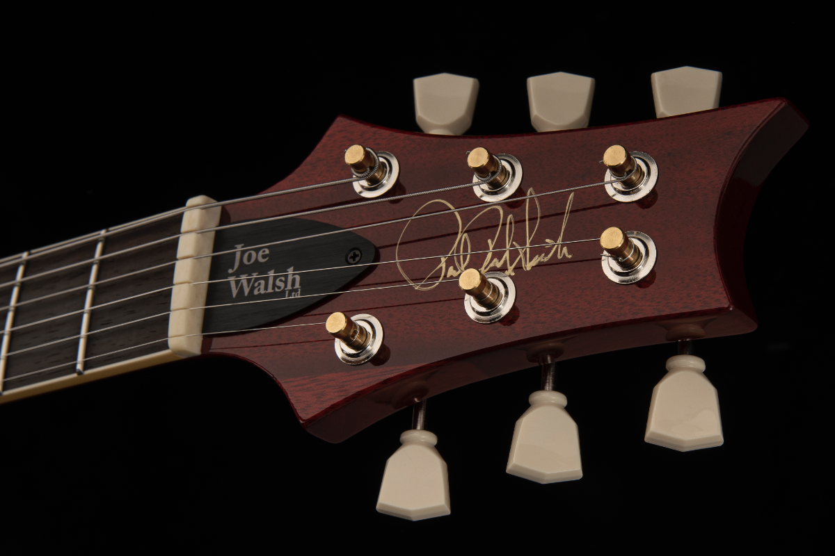 A close-up of the guitar's headstock.