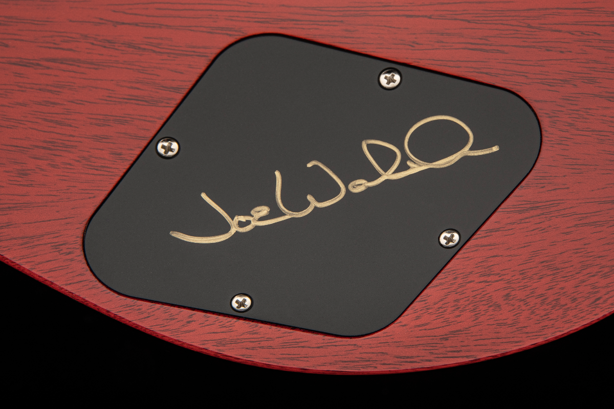 A close-up of Joe Walsh's signature on the backplate.