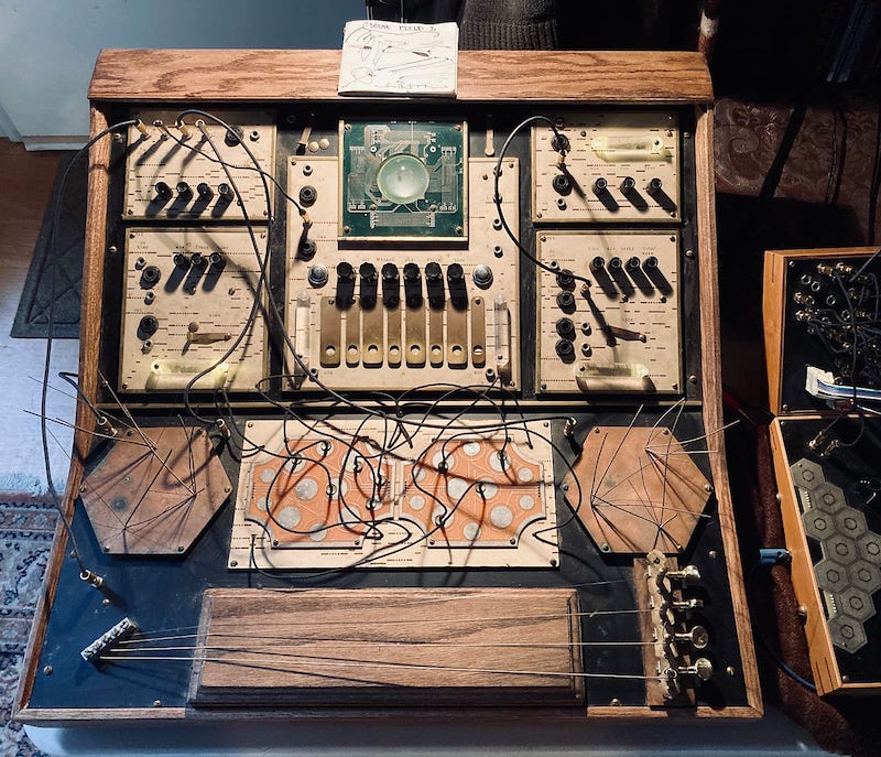 folktek sound field 2 synth on a table