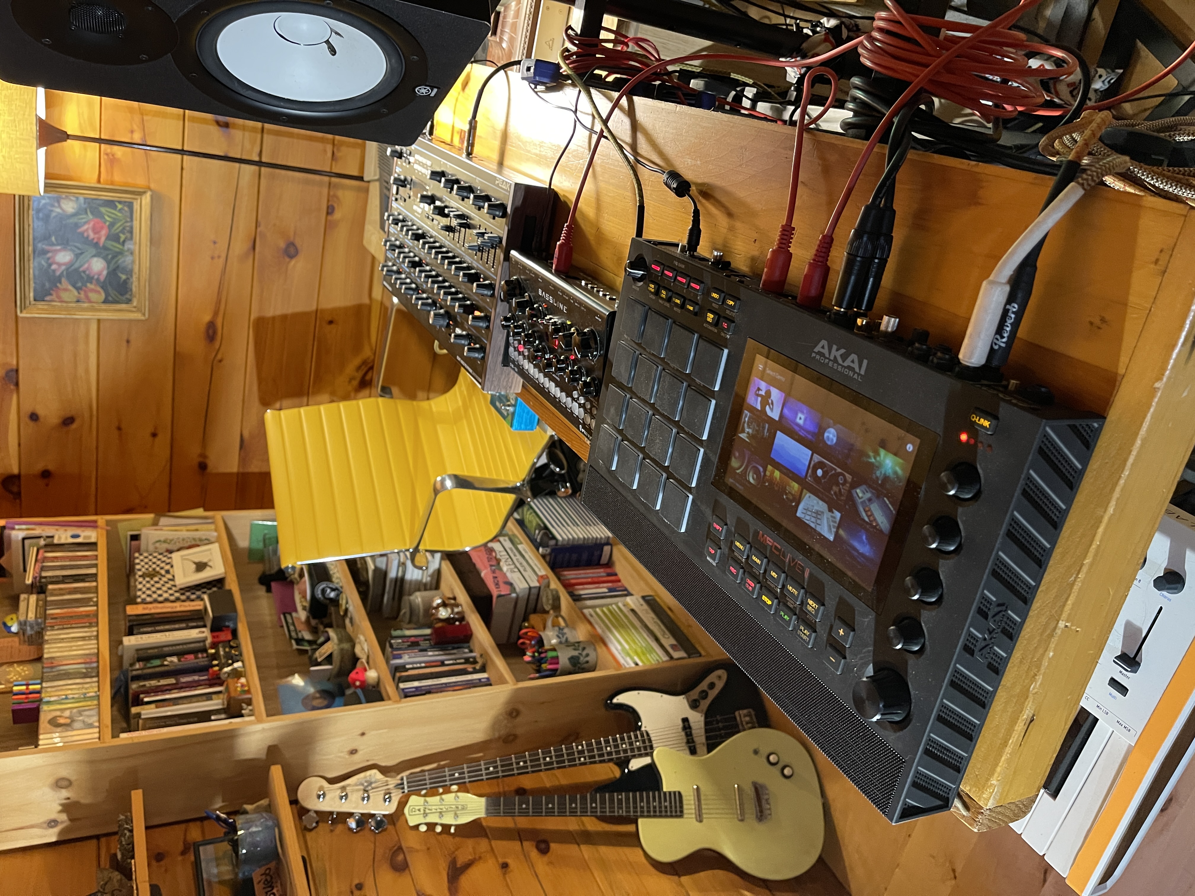 Another angle of the home studio, showing an MPC Live and other goodies.