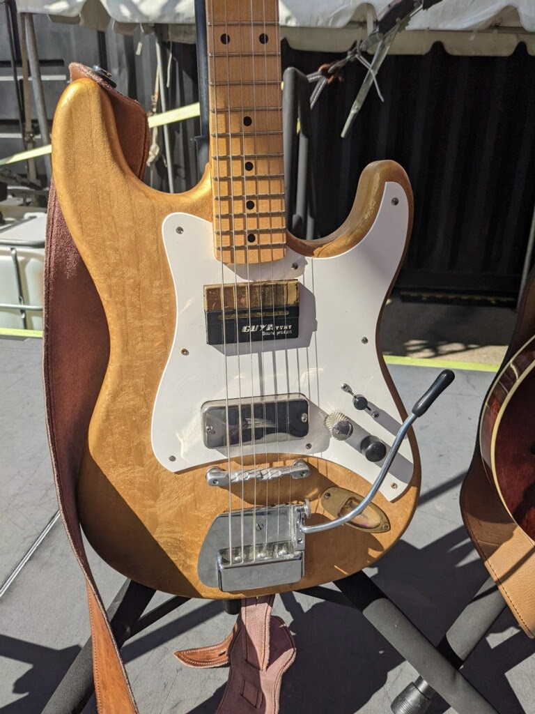 closeup of natural guitar body