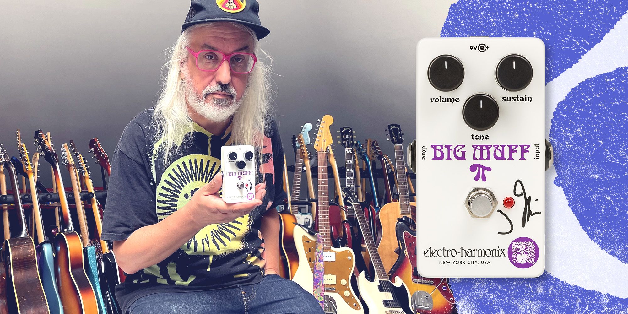 j mascis holding new ram's head signature pedal