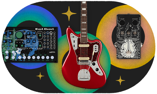Cre8audio East Beast, Fender 60th Anniversary Jaguar, and Heather Brown Electronicals Sensation Fuzzdrive